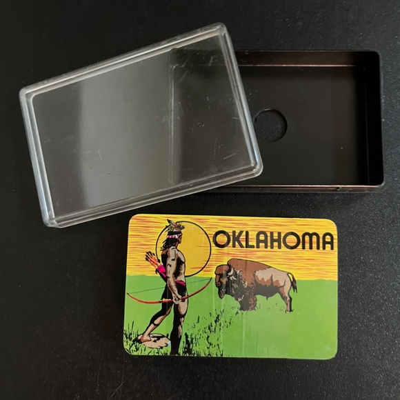 Oklahoma Buffalo & Indian Souvenir Playing Cards in Plastic Box, Sealed Cards - Picture 2 of 4